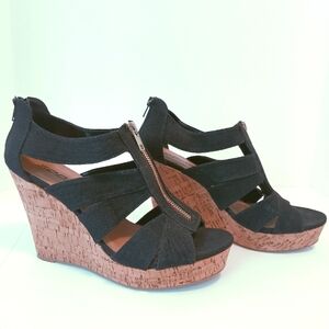 Soda, cork wedge heels, sz 9